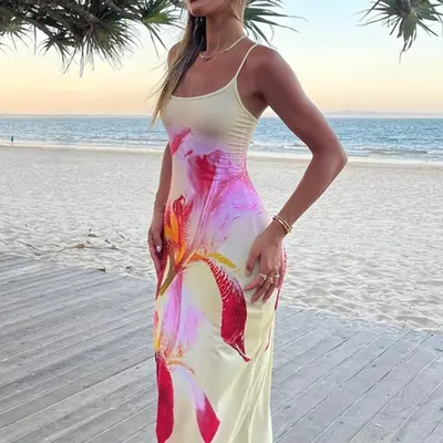 bodycon ombre dress Rainbow Ombre One Shoulder Maxi Dress main image 1