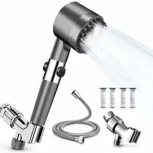 Stainless Steel Shower Head Set with 4 Filters – 3 Adjustable Modes, Premium Panel & Adapters, Perfect Holiday Gift for Christmas or New Year