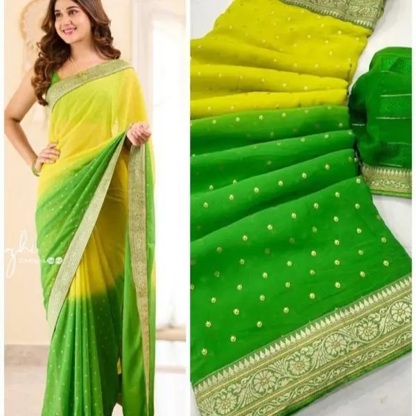 DESIGNER GEORGETTE FOIL PRINT WORK SAREE