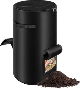 Compost Bins with Observation Windows, 34 Gallon Reusable Home Compost for Outside, Backyard, Duty Nonwoven Yard Waste Bag (1 Pack, Black)