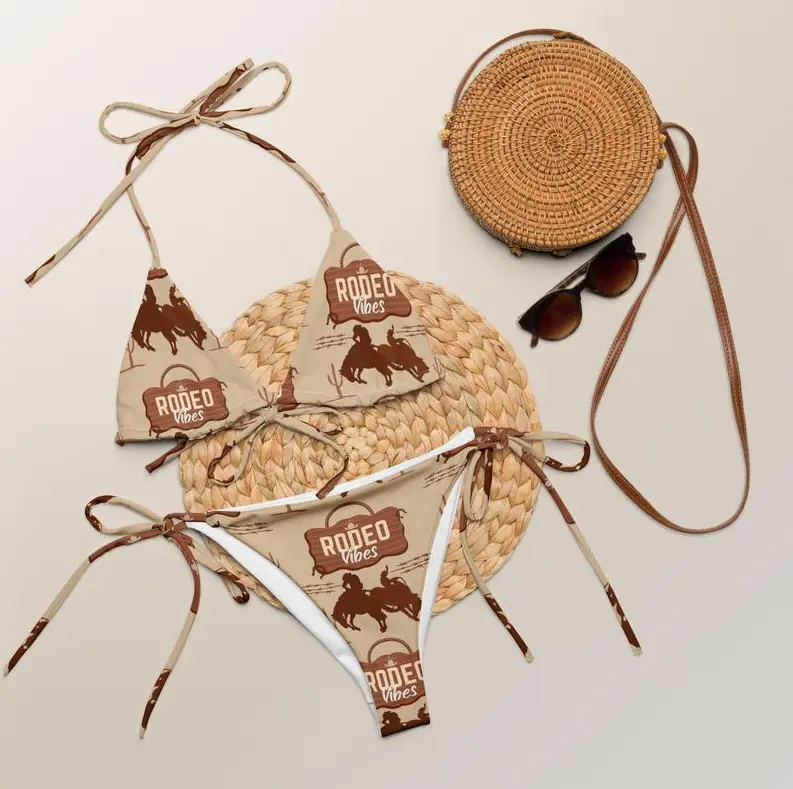Rodeo Vibes String Bikini, Western Swimsuit, Rodeo Swimsuit, Cowgirl Swimsuit, Two Piece Western Bikini, Women's Western Swimsuit