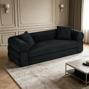 80" Corduroy Convertible Sofa Bed - Queen Size Boneless Folding Sleeper, Fluffy Cloud Couch, No-Assembly Couch-in-a-Box, Plush Deep Seat for Living Room, Space-Saving Modern Indoor Furniture
