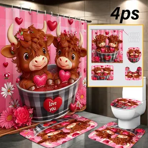 72x72 Inch 3D Print Waterproof Shower Curtain Set, Bathroom Accessories with Non-Slip Mats, Easy Install Hooks, Perfect Gift Idea