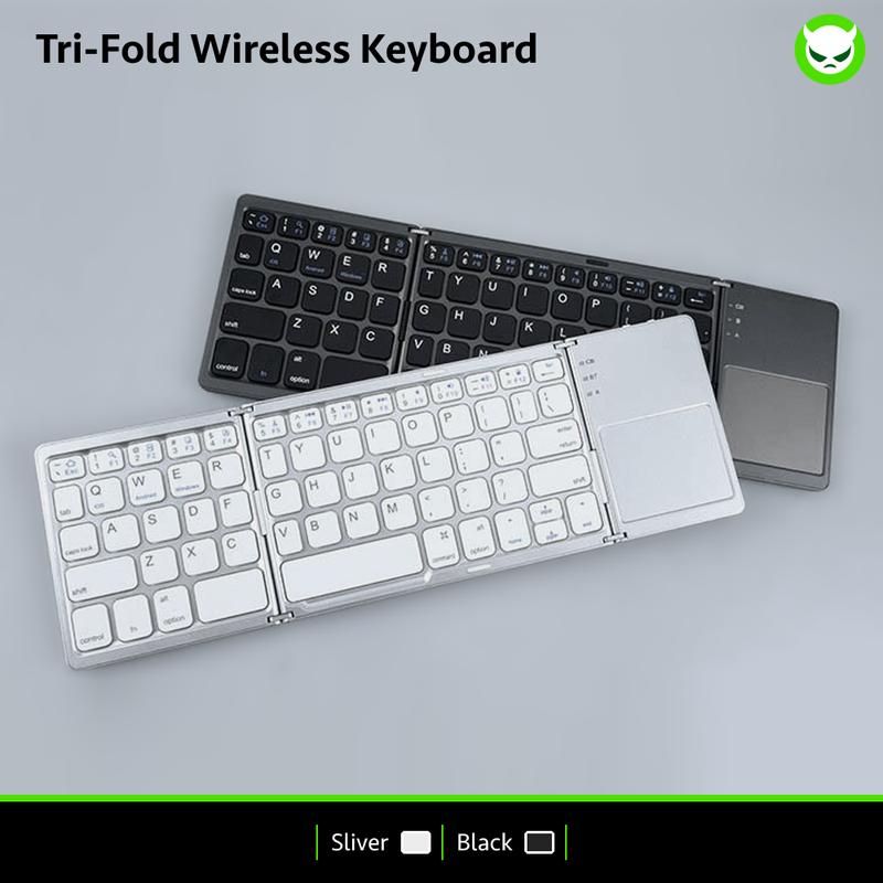 【B033 Bluetooth Foldable Keyboard】Ultra Light Compact Triple Folding with Touch Bar Ergonomic Multi-system Compatible All Anbernic Game Console / PC / Laptop / IPad / Cellphone ( Windows / iOS / Android / Mac )