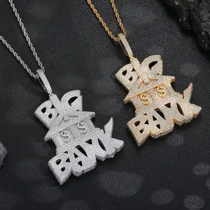 Hip Hop Full Diamond Micro Set Big Bank Pendant Necklace BIG BANK Men's Trend Rap Dollars Shape men black friday vvs d color ring Golden Stainless Steel Initial Cuban Link Moissanite Beating Heart Silver Twisted Rope Chain Customized vvs1 clarity star box