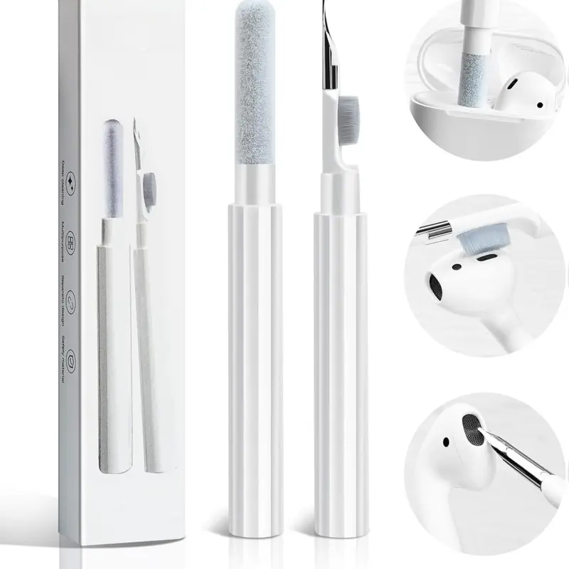 Airpod Cleaner Cleaning Tool Kit for Airpods Pro 1 2 3 Multi-Function Clean Pen with Soft Brush Flocking Sponge for Cleaning Bluetooth Earphones Headphones Charging Case Cell Phone Keyboard More Camera Smartphone