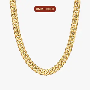JAXXON Youth Cuban Link Chain 8mm - Gold - Waterproof - Box Clasp