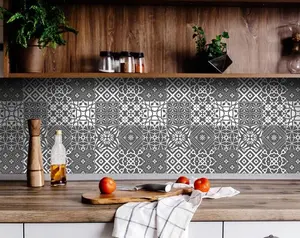360 stand 4x4 in. Gray & White Mosaic Self-Adhesive Vinyl Wall Stickers - Peel & Stick, Easy-Remove Decorative Stickers for Kitchen Backsplash & Home Room Decor, 24 Pieces Stick On Backsplash Tiles