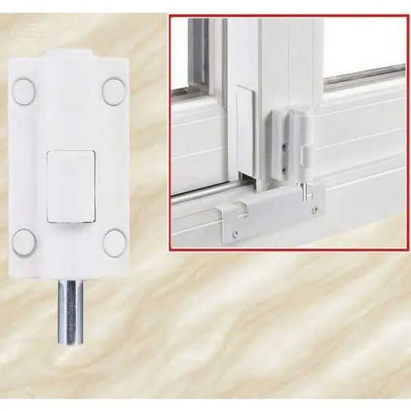 Heavy-Duty Childproof Sliding Door Lock for Patio Doors, Patent Design, Foot-Operated Mechanism, Top/Bottom Rail Installation, White, 1000lbs Load, High-Quality Materials, Maximum Security Family Safety Device (1 Pack)