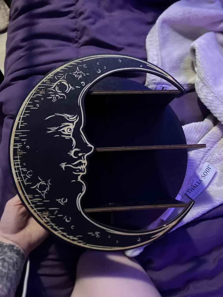 Item: Multi-color, Wooden Shelf - Three Layers Moon Face