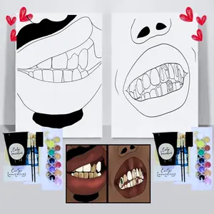 Pre- Drawn Canvas | Couples Paint Kit | Trap Couple Pre-Drawn