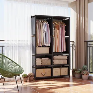 Large Capacity Independent Wardrobe Closet Armoire Storage Cabinet, Storage Furniture, Durable Metal Construction, Easy Assembly, Multi-Functional Organizer for Bedroom and Home Office