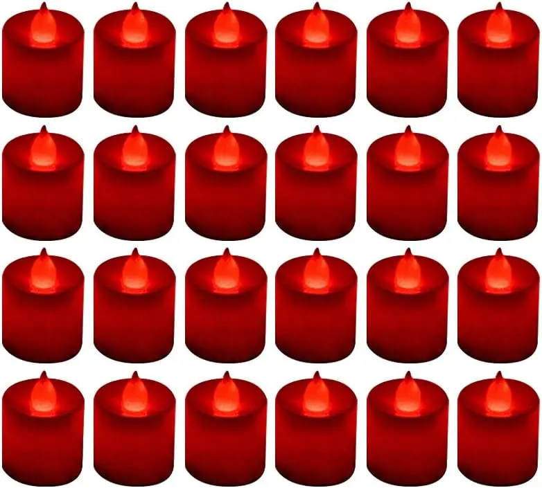 LANKER 24 Pack Flameless Led Tea Lights Candles, Flickering Green Candles
