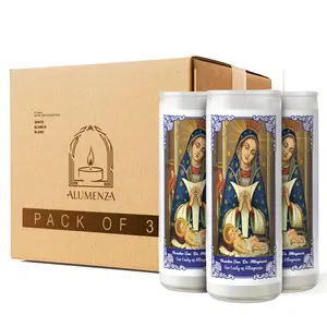 Bulk 3 Pack Nuestra Señora de la Altagracia 7 Day Candles in Glass Jar – Paraffin Wax, Clean Burning Unscented | Large & Tall Devotional Prayer Pillar Candles for Home, Memorial, Spells, Long Lasting