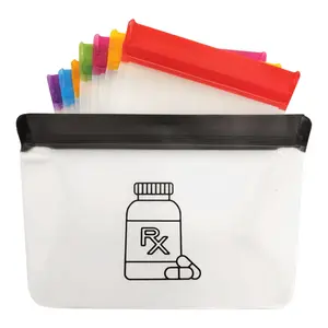 REUSAPAK 7 Piece Set Zipper Pill Pouch Organizers, Daily Purpose & Travel, Color-Coded Vitamin & Medicine Bags, Air tight Zip, Organize Small Items Bags