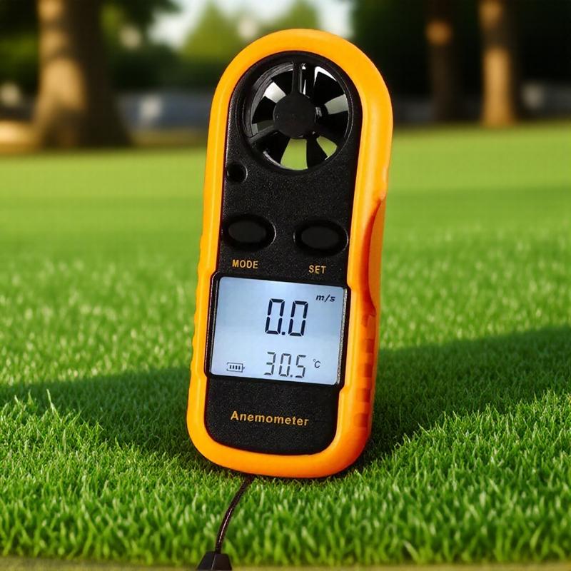 High Precision Portable Waterproof Anemometer Thermometer with LCD Backlight - Measures 0-30m/s Wind Speed & -10~45℃ Temperature, 2-in-1 Tool for Indoor/Outdoor Use