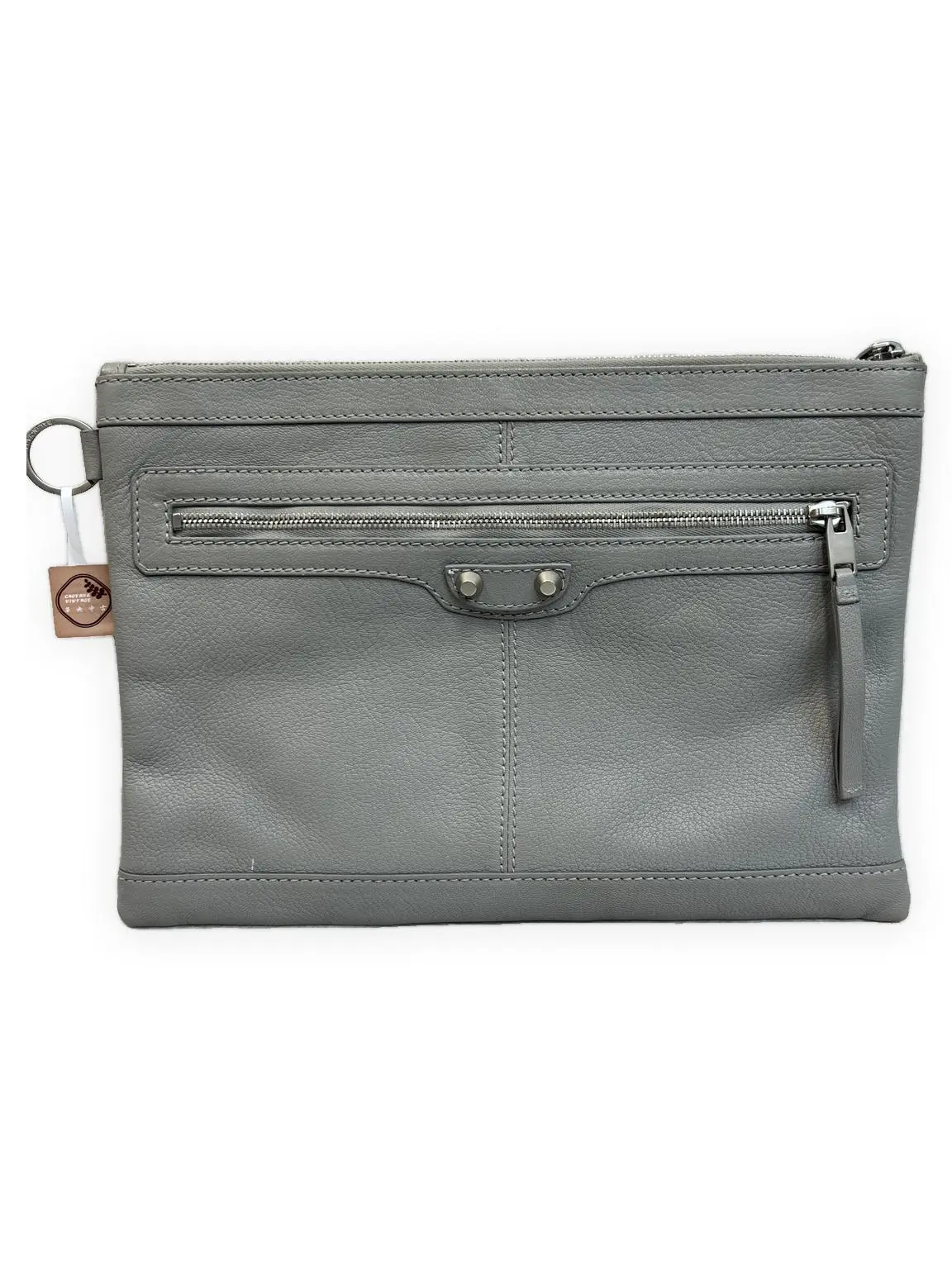 Pre-owned Balenciaga Lambskin leather Clutches & Wristlets Classic Pouch Clutch & Wristlet, Grey, Silver, Very Good Condition, S014260420023