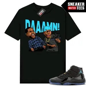 Gamma Blue 11 Sneaker Match Tees DAAAMN Friday black tee Gamma Blue 11 Outfit