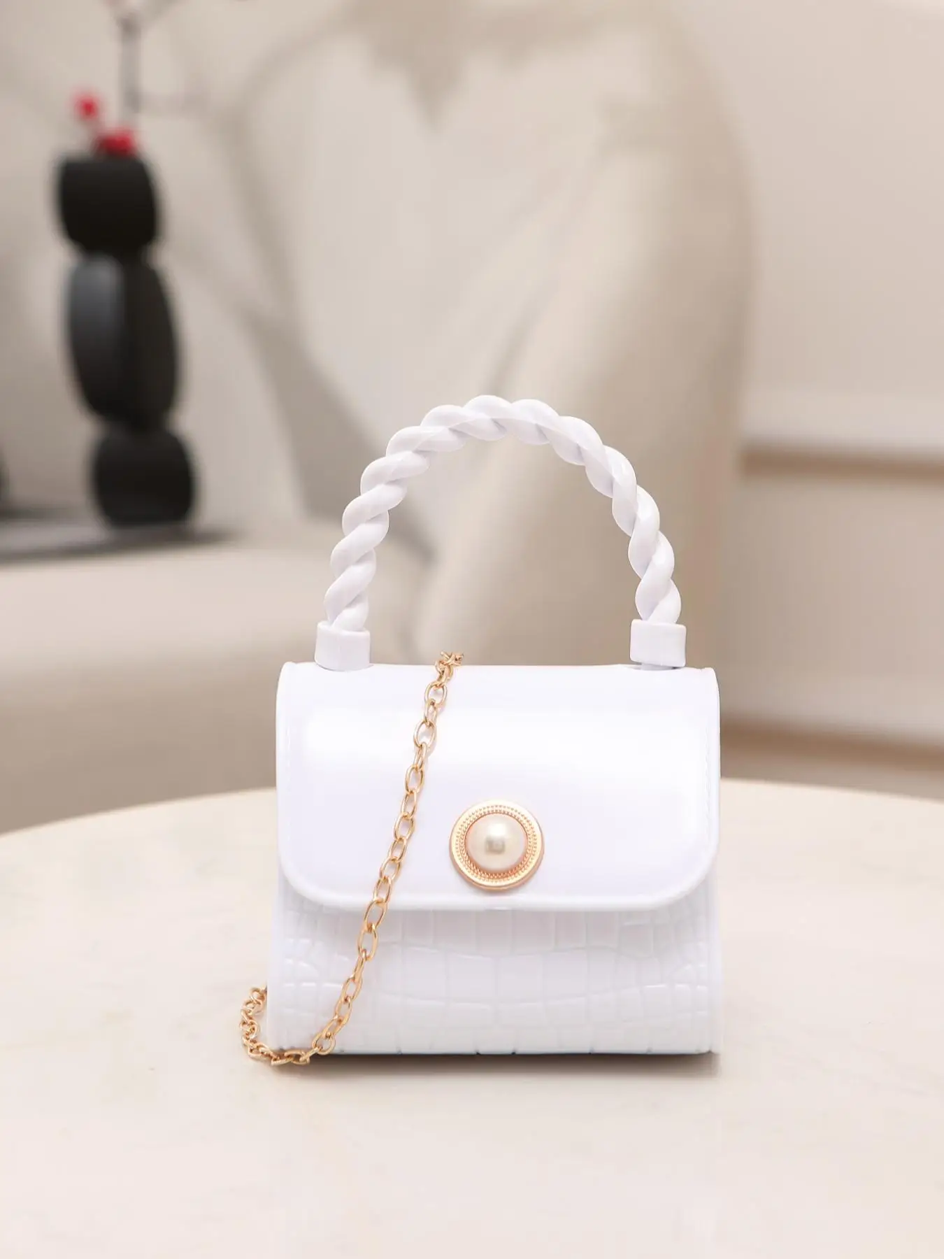 Faux Pearl Decorated Multifunctional Crossbody Bag, Women's Chain Strap Handbag, Casual Trendy Versatile Commuting Bag, Girl Fashionable Shopping Bag,