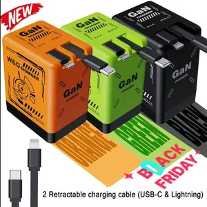 2026 Portable Gan Power Adapter, 120w Device Compatibility, Dual Smart Charging Ports, Foldable Plug Travel Charger