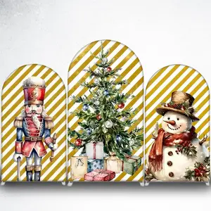 Gold Stripe Christmas Tree Arch Backdrop Cover for Elegant Xmas Celebration