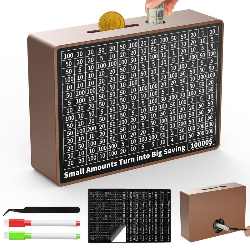 Wooden Money Saver Box 10000 With Dry Erase - $10k Savings Challenge ...
