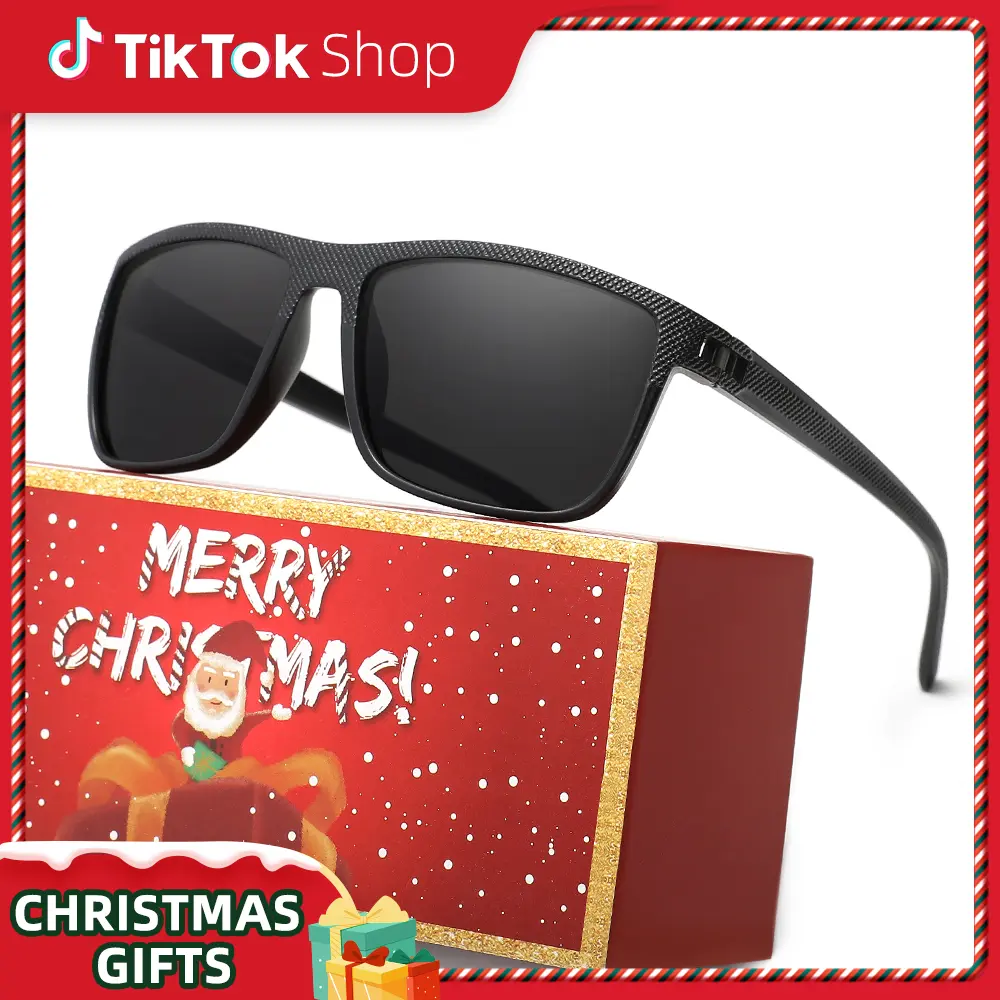 KINGSEVEN Men's Polarized Rectangular Trendy Casual Sunglasses - Chic Black-Rimmed, TR90 Temple, Stainless Steel Spring Hinge, UV Protection, Ideal Christmas Gift, Rectangular Sunglasses, Men's Sunglasses