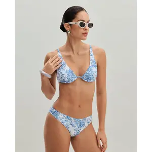 Blue Floral Underwire Bikini Set