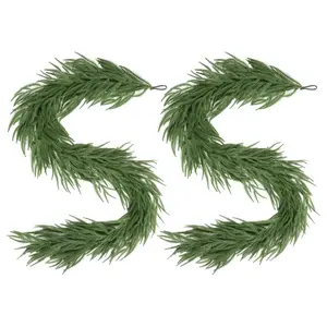 6in/12in PE Norfolk Pine Christmas Garland, Real Touch Faux Decoration, Home Decor Ornaments for Mantle, Table, Fireplace, Indoor & Outdoor Use