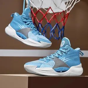 (New)[Sneakers] Men'S Basketball Shoes Featuring a Pink And Blue Contrasting Color Scheme, Designed with a High-Top And Thick Sole.They Have a Lace-Up Style, Providing Stable Grip for Sports.These Shoes Are Breathable, Slip-Resistant