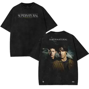 Supernatural V2 Washed T-Shirt, Supernatural Vintage Washed T-Shirt, Gift For Woman and Man Unisex Washed graphic T-Shirt Casual Cotton Fashion Top