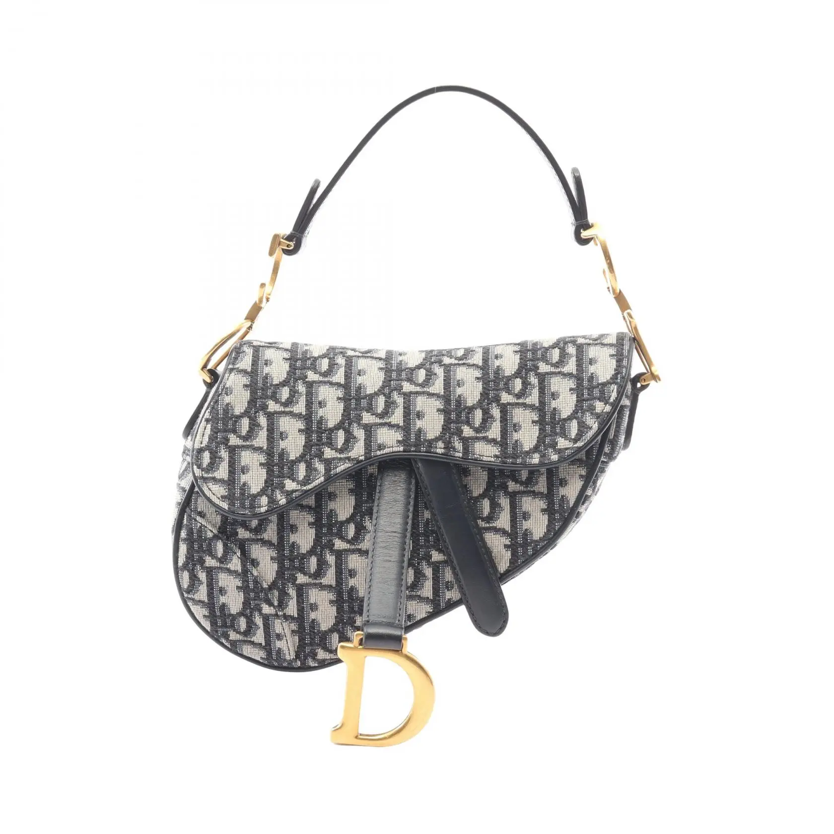 Pre-owned Dior Canvas Shoulder Bags Saddle Bag Oblique Jacquard Handbag