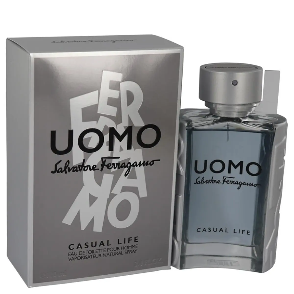 SALVATORE FERRAGAMO Uomo Casual Life Natural Signature Scent Men's Eau De Toilette Spray, 3.4 fl oz, Men's Fragrance