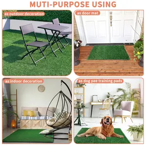 Dog Grass Pet Loo Indoor/Outdoor Portable Potty, Artificial Grass Patch Bathroom Mat and Washable Pee Pad for Puppy Training, Full System with Trays