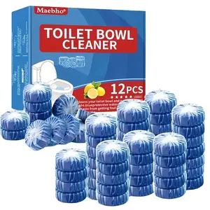 Acidic Professional Toilet Bowl Cleaner Blue Foam 12/24 Count Multi-functional Automatic Deodorizer Solid  Odor Elimination