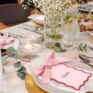 Pink Bow Place Cards, Wedding Table Name Cards, Writable Escort Cards, Bridal Shower Party Table Decor, Reception Seating Cards, Bow Tabletop Decoration, Guest Name Tags