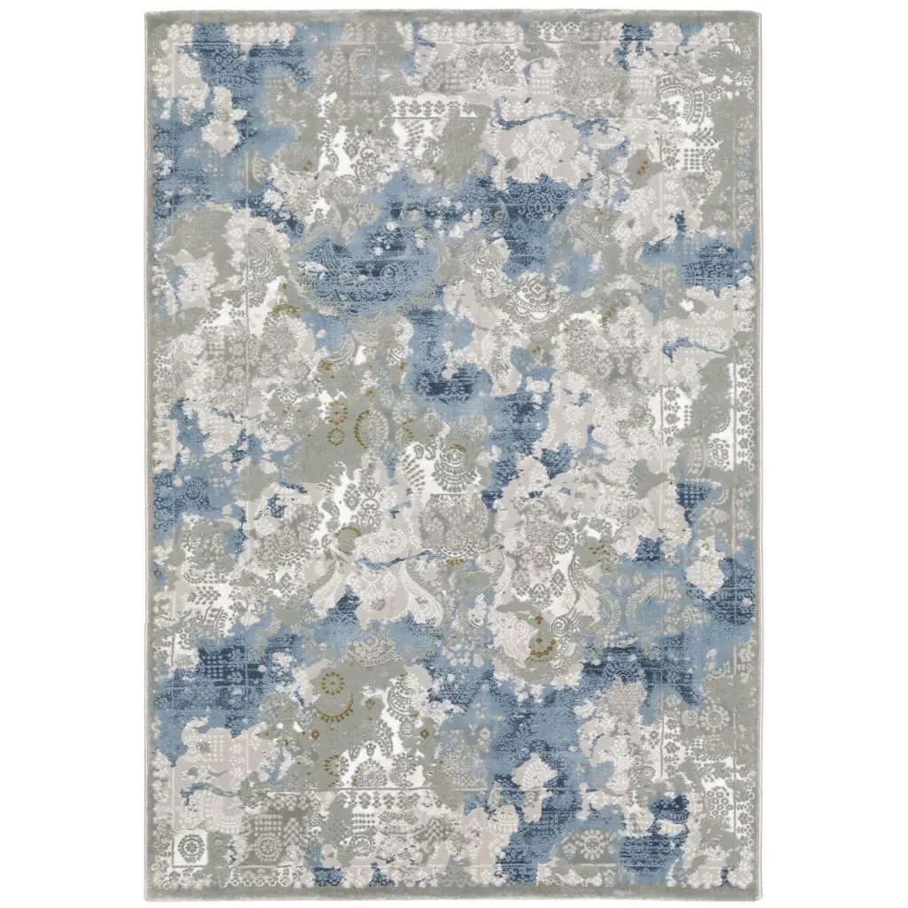 212 MAIN Multi-Color Abstract Print Power-Loom Machine-Made Stain-Resistant 10x13 ft. Rectangle Area Rug for Contemporary Home Decor & High-Traffic Spaces