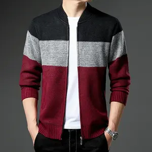 Mens Fleece Thick Cardigan Autumn Winter Knitted Sweaters Male Cardigans Slim Fit Luxury Brand Cold Sweater Coat Jacket