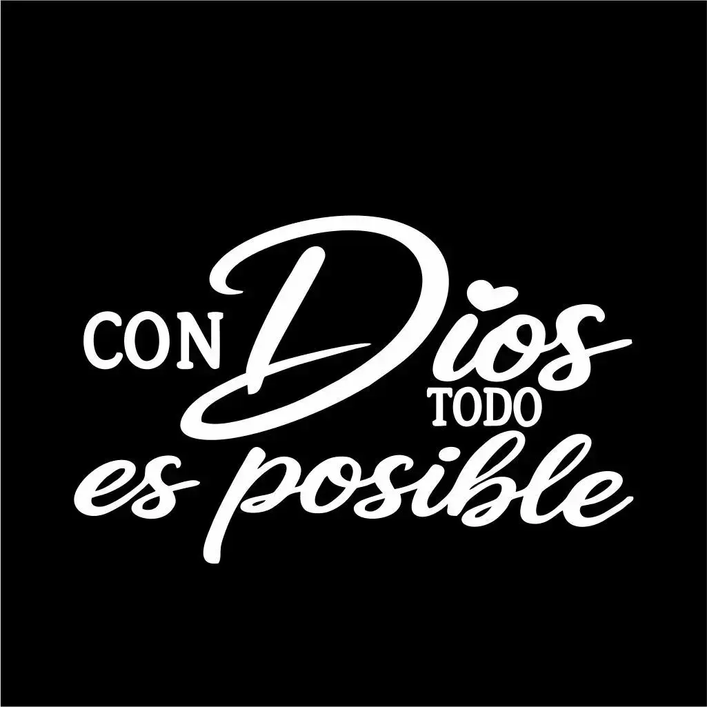 2Pcs con Dios todo es Posible Sticker Adhesive Vinyl Decal Holographic Car Vehicle Religious