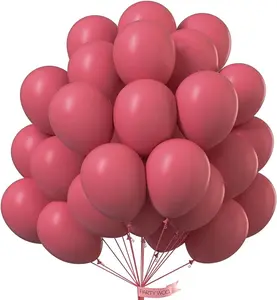 PartyWoo 50-Piece 12-Inch Rubber Round Mauve Dark Boho Hot Pink Balloons - Gender Reveal Decorations Kit for Wedding, Birthday Celebrations