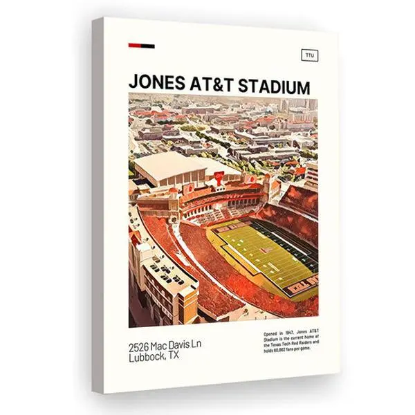 Jones AT&T Stadium Print, Texas Tech Red Raiders Stadium Canvas Art, Fan Gifts, Sport Art, Canvas Print Wall Art