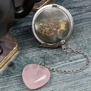 Heart Shaped Crystal Tea Infuser, Removable Infuser, for Loose Leaf Tea, 1 Count Cute Tea Strainer, Tea Strainers for Loose Tea, Stainless Steel Tea Making Tool for Home Office Use, Tea Lover Gift, Tea Accessories