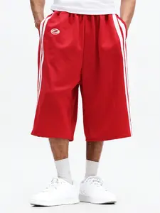 Y2K Red Striped Oversized Baggy Wide Leg Casual Shorts Y2K