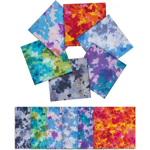 20’’ x 20’’ Cotton Fat Quarters Bundles 6 Options, Fat Quarter Squares for Quilting Sewing Crafting, Patchwork,, 6 Pack(Tie Dye)