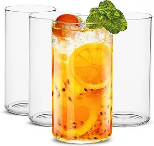 Drinking Glasses 19 oz, Thin Highball Glasses Set of 4,Clear Tall Glass Cups For Water, Juice, , Drinks, and  and Mixed Drinks