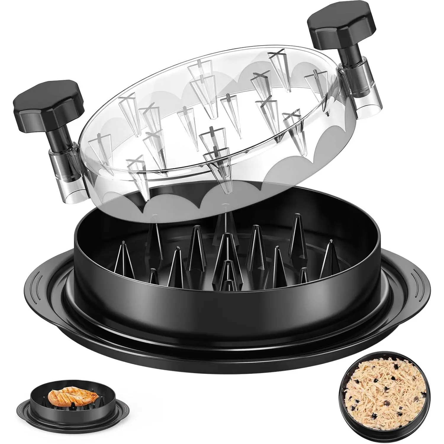 Chicken Shredder 8 Inches, Chicken Breast Shredder Tool, Cooked Meat Shredder With Clear Lid,  Design, Auti-slip, Easy To Clean, Chicken Shredder Tool Twist, Chicken  (Black)