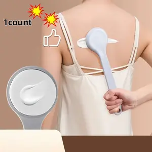 Ergonomic Long Handle Body Lotion Brush with Sponge Pad, Back Scrubber, Exfoliating Shower Scrubber, No Battery Needed, Gentle Exfoliating Moisturizing, Durable Daily Skincare Tool