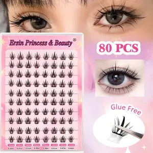 80 Cluster False Eyelashes, Mixed Lengths (10-13mm), individual lashes clusters, Anime Cosplay Lashes, Curl Natural Long-Lasting Adhesive-Free