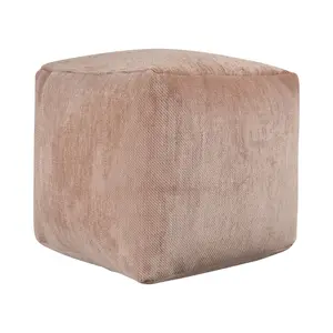 360 stand 18 in. Chenille Cube Pouf Ottoman, Beige, Footrest Stools, Living Room Indoor Furniture, Foot Rest Stools, Living Room Furniture