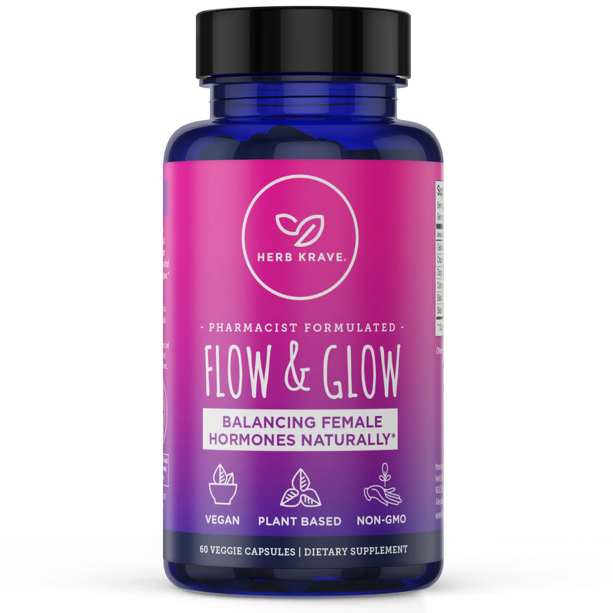 Herb Krave Flow and Glow – Natural Plant-Based Supplement for Women’s Wellness & Hormonal Support. Helps Promote Balance & Well-Being with Chasteberry, Dong Quai, Maca Root, Cordyceps & Black Cohosh. 30 Servings (Pack of 1)